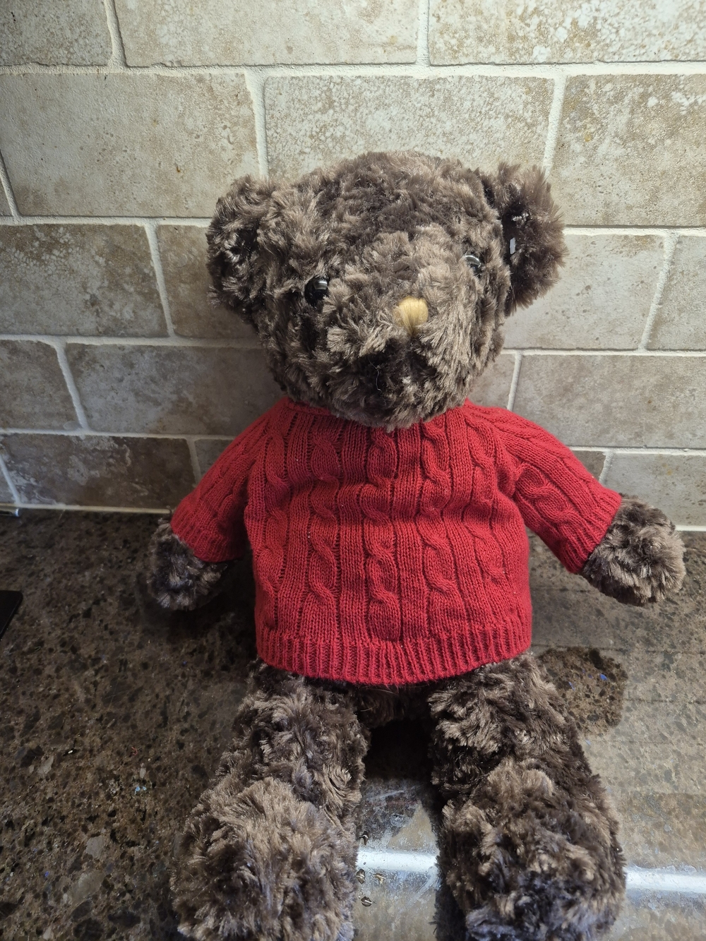 Vintage Dan Dee Brown Plush Teddy Bear In Red Sweater Stuffed Animal 18"